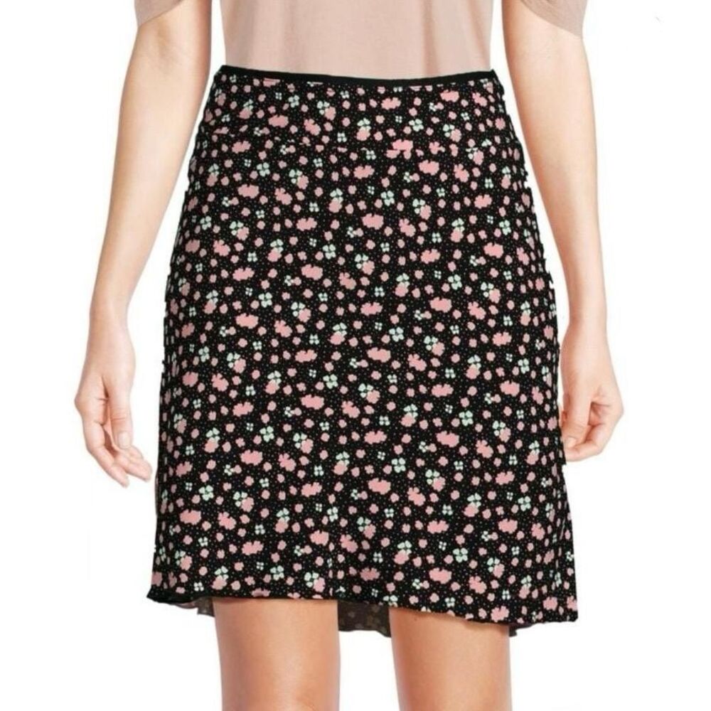 Free People Irl Floral Mini Slip Skirt in Black Combo Size 0 **FITS A 4/6 $60